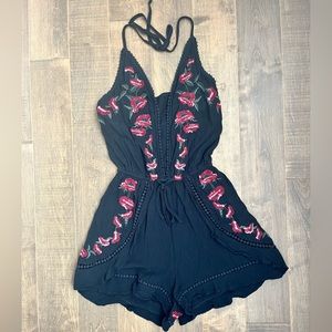 American eagle black halter romper